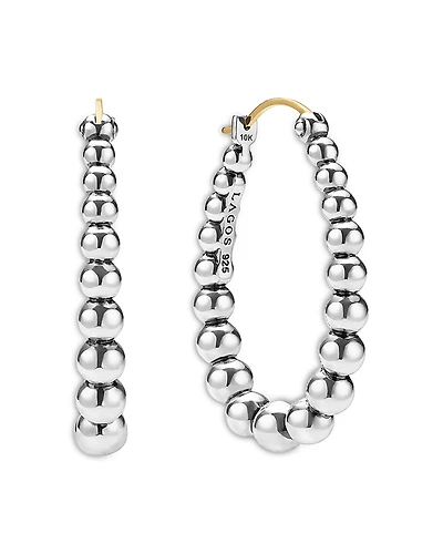 Lagos Sterling Silver Caviar Bubbly Beaded Hoop Earrings