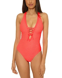 Becca by Rebecca Virtue Connect Gia Plunge One Piece Swimsuit
