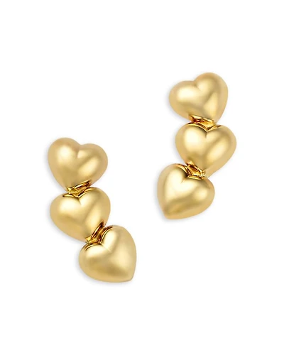 14K Yellow Gold Heart Earrings