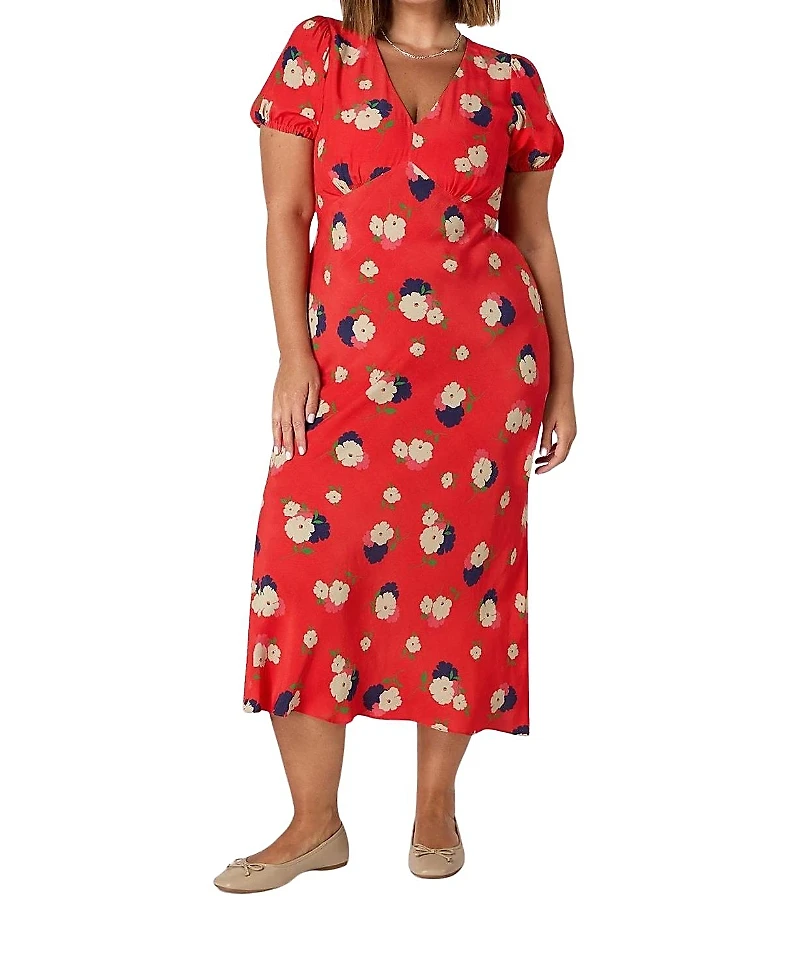 Live Unlimited Floral Puff Sleeve Midi Dress