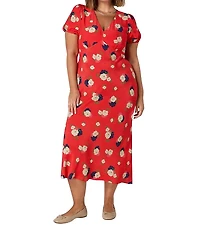 Live Unlimited Floral Puff Sleeve Midi Dress