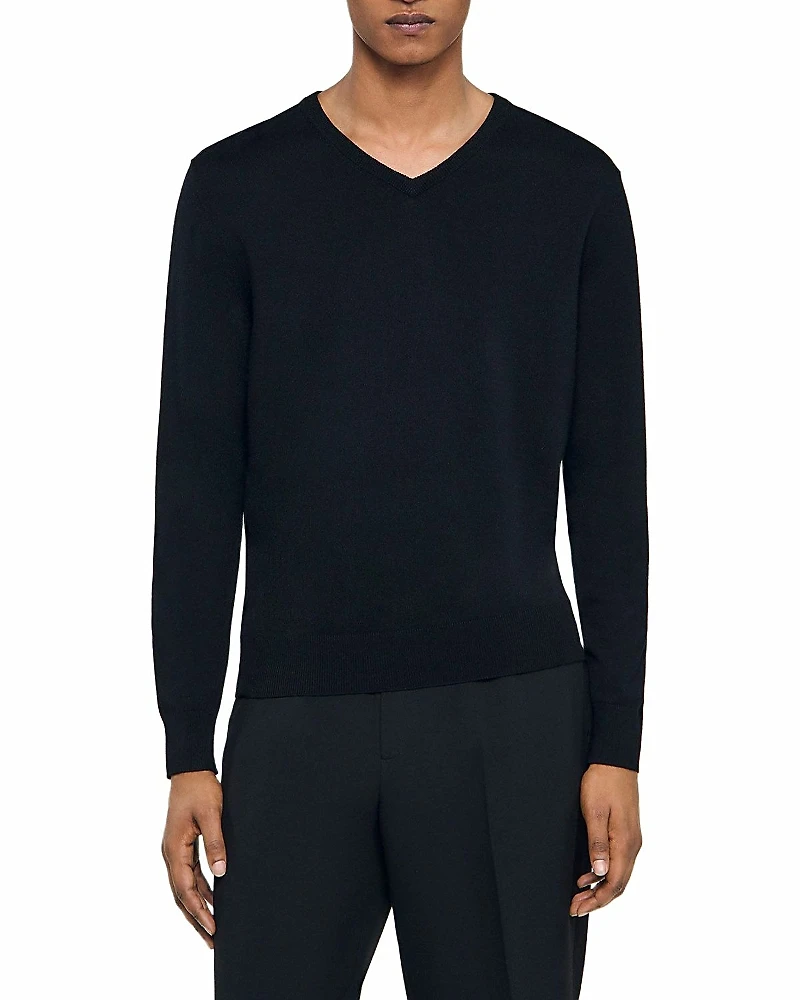 Sandro Merino Wool V-Neck Sweater