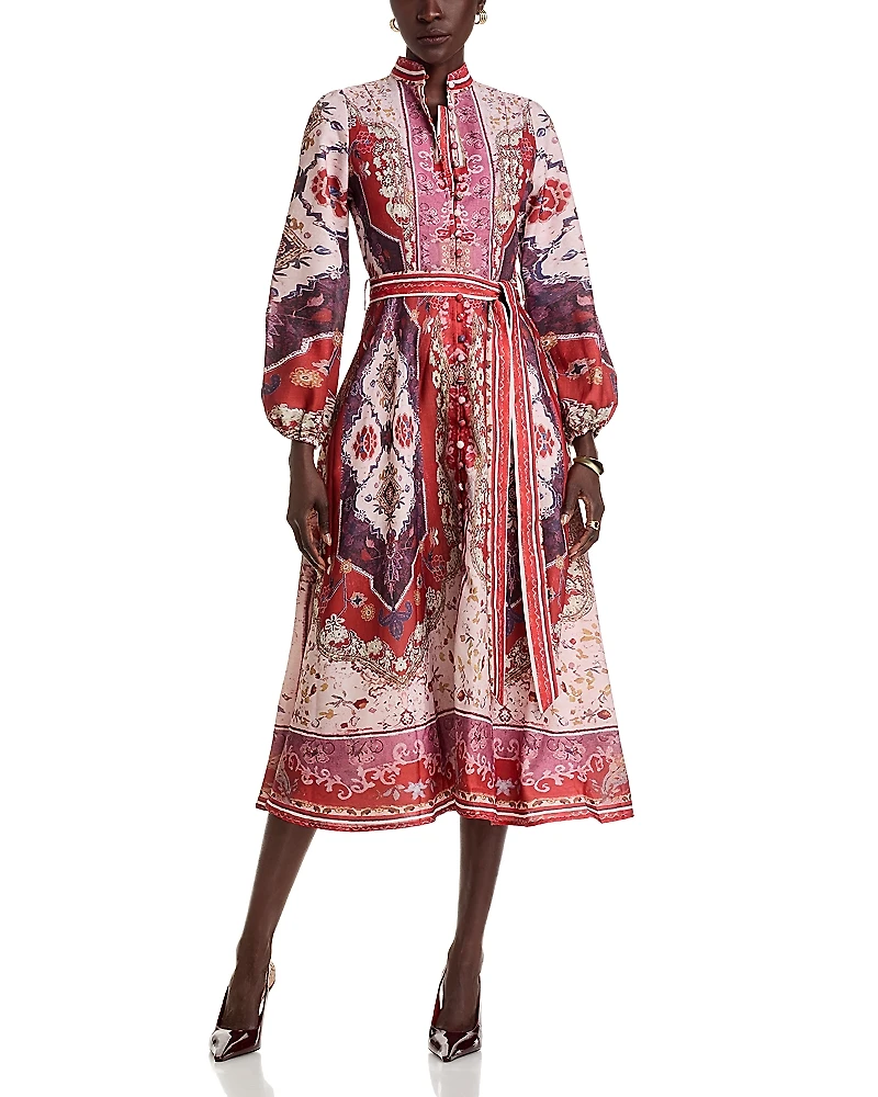 Nancy Yang Mandarin Collar Midi Dress