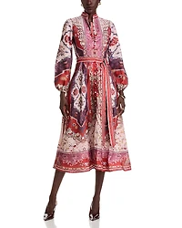 Nancy Yang Mandarin Collar Midi Dress