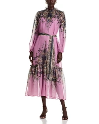 Nancy Yang Ruffle Neck Midi Dress