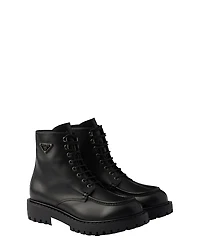 Prada Men's Laced Leather Booties