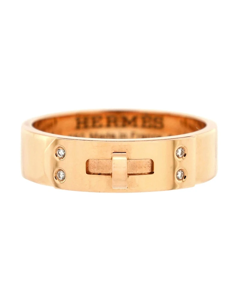 Pre-Owned HERMES Pm Kelly Ring 18K Rose Gold with Diamonds