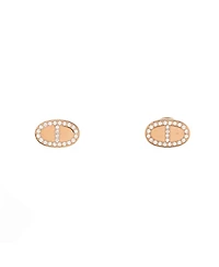 Pre-Owned HERMES Chaine d'Ancre Contour Stud Earrings 18K Rose Gold and Diamonds
