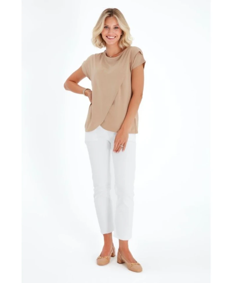 Graceful Non-Denim Foldover Waistband Maternity Pants