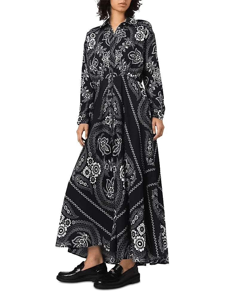 Maje Patterned Flowing Maxi Dress
