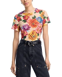 Aqua Floral Mesh Short Sleeve Tee - Exclusive