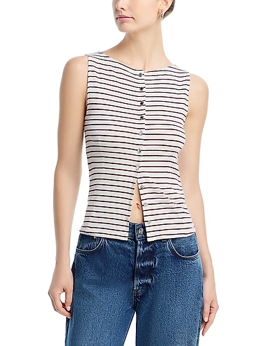 rag & bone The Knit Stripe Boat Neck Top