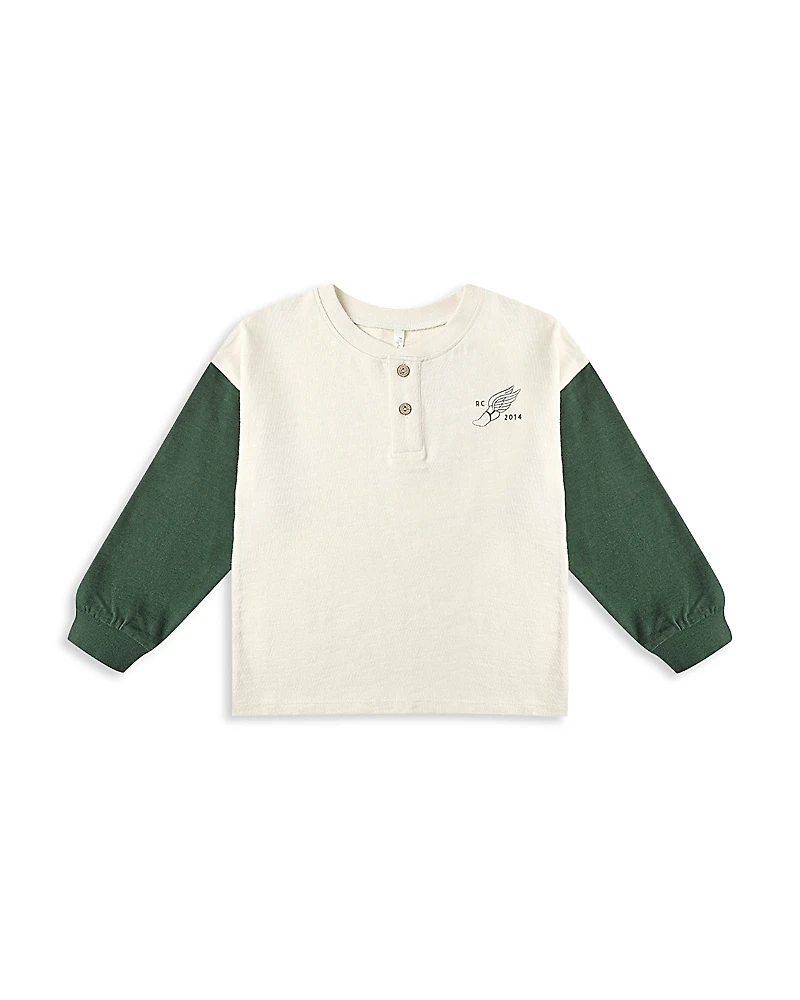 Rylee + Cru Boys' Relaxed Fit Color Block Long Sleeve Henley - Little Kid