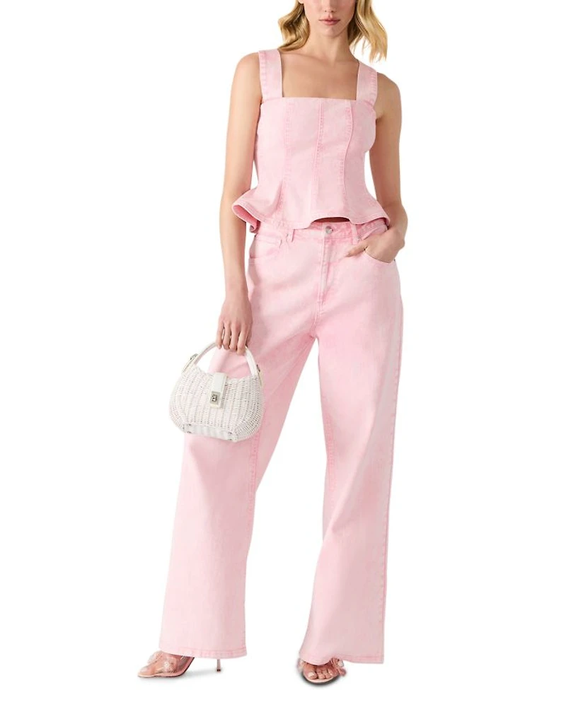 High Rise Wide Leg Jeans Prism Pink