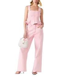High Rise Wide Leg Jeans Prism Pink