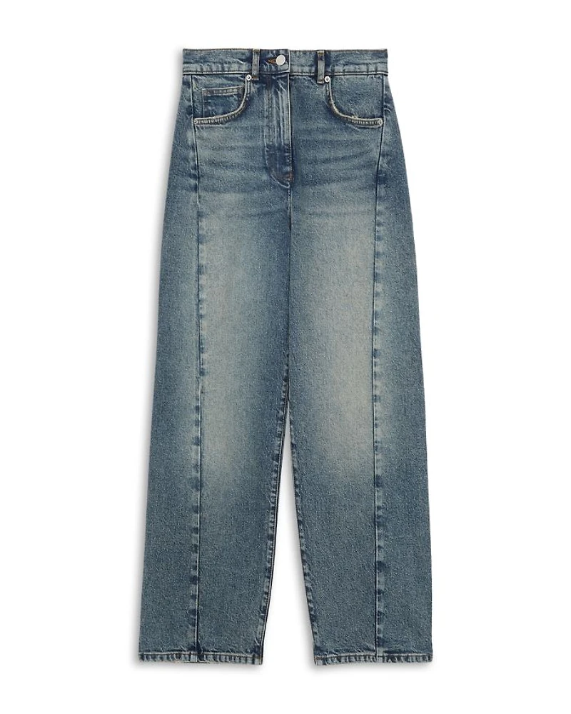Petites Molly High Rise Barrel Jeans Mid Blue