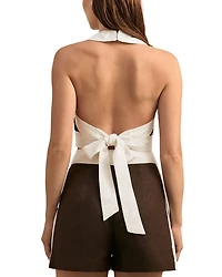 Rebecca Linen Cropped Halter Top