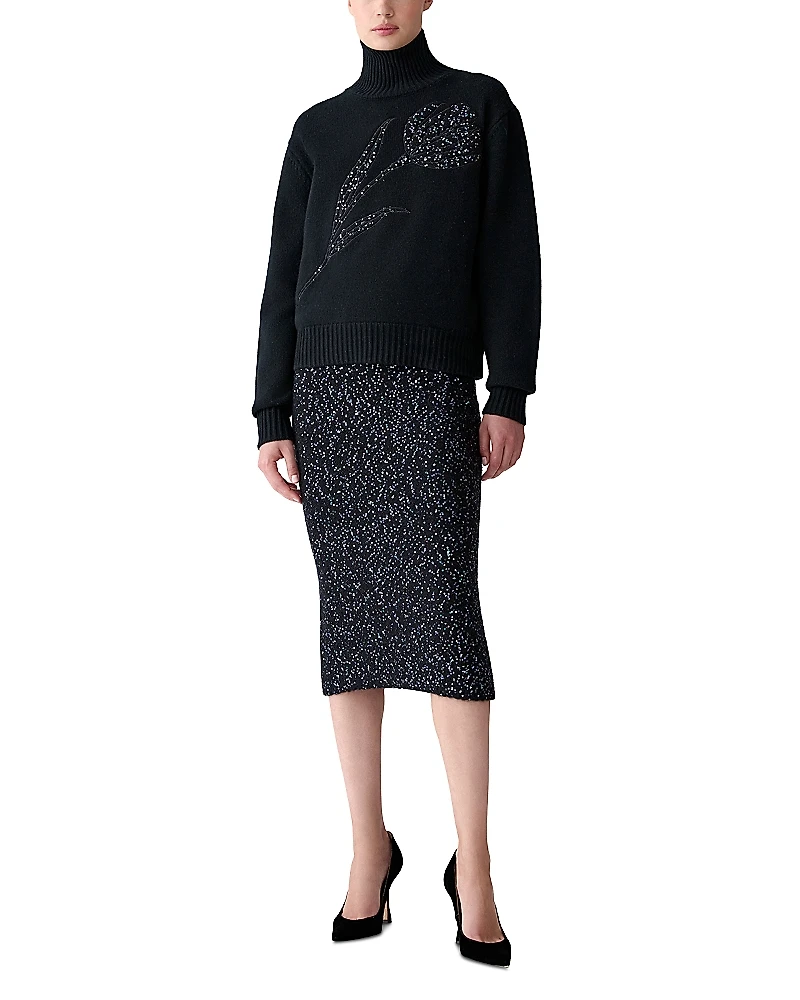 Carolina Herrera Sequined Knit Pencil Skirt