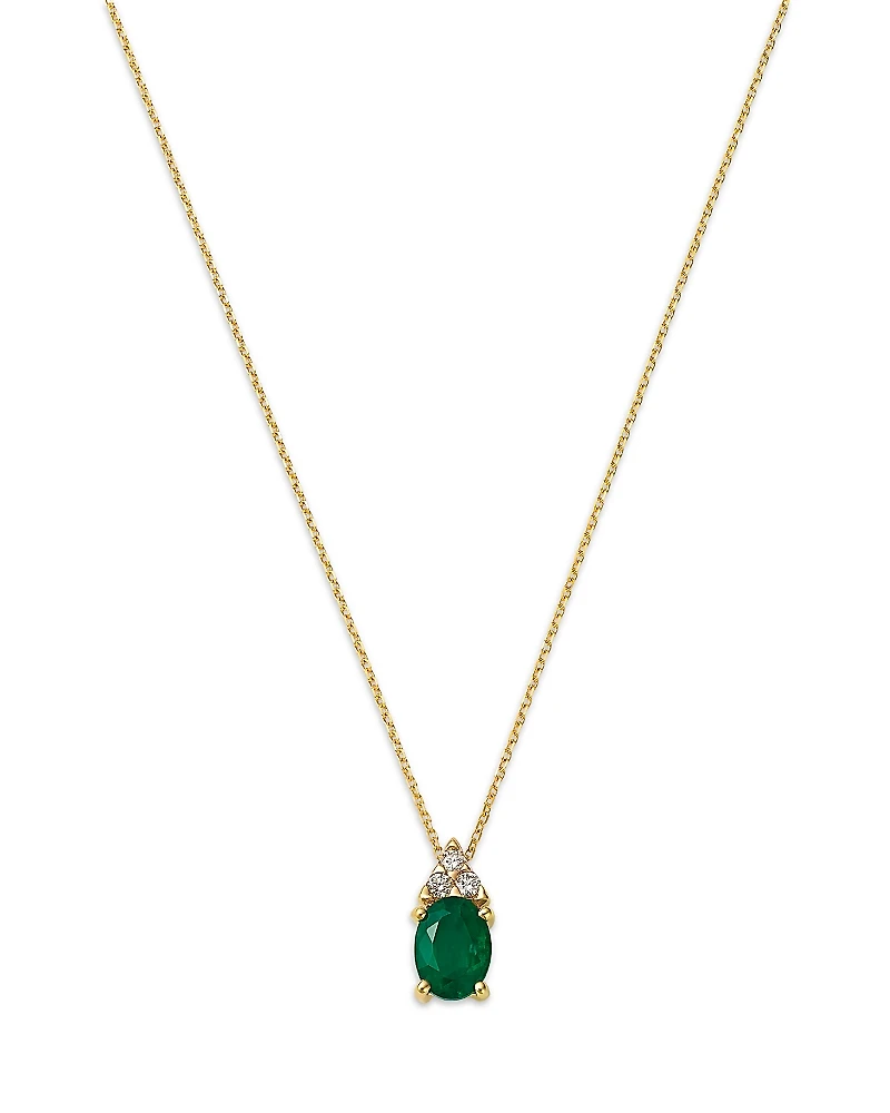 Bloomingdale's Fine Jewelry Emerald & Diamond Pendant Necklace