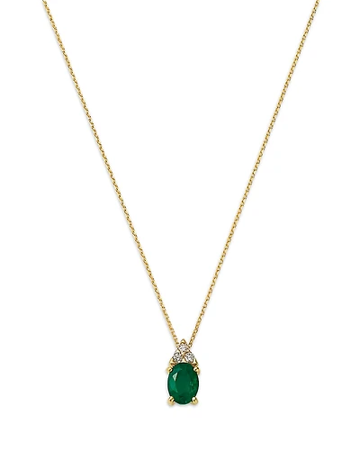 Bloomingdale's Fine Jewelry Emerald & Diamond Pendant Necklace