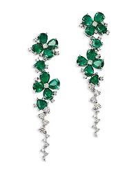 Bloomingdale's Fine Collection Emerald & Diamond Flower Drop Earrings