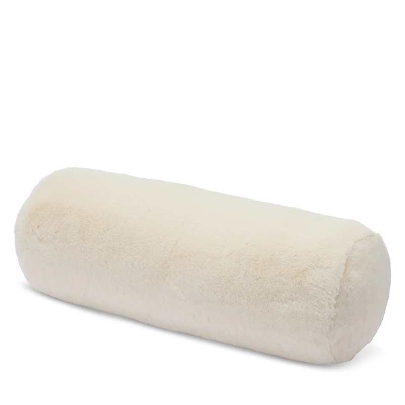 Aqua Big Rabbit Faux Fur Bolster Decorative Pillow