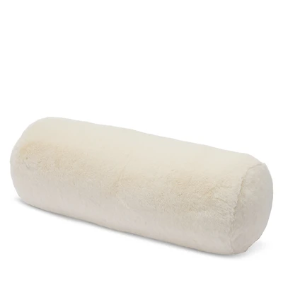 Aqua Big Rabbit Faux Fur Bolster Decorative Pillow