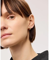 Solid Yellow Gold Bold Huggie Hoops Earrings