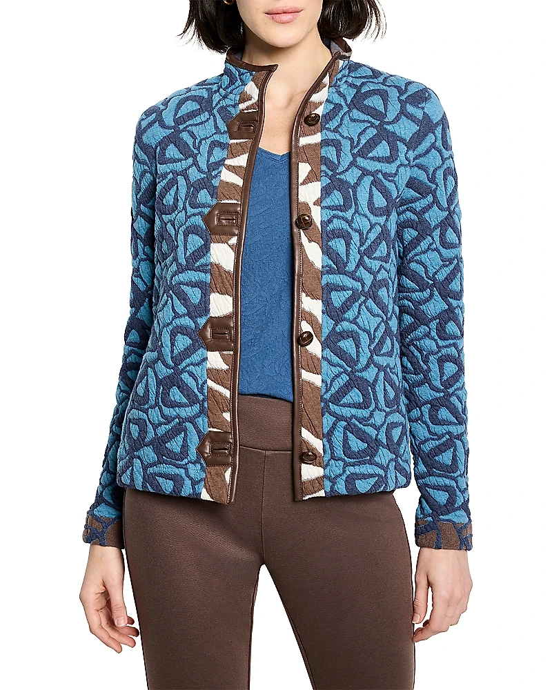 Nic+Zoe Quilted Faux Leather Trim Jacket