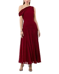 Nicholas Reece Asymmetric Off-The-Shoulder Godets Midi Dress