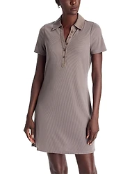 Single Thread Rib Dress with Woven Placket