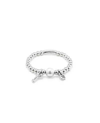 Sterling Silver Plated Beaded with A Pearl Bracelet