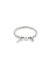 Sterling Silver Plated Beaded with A Pearl Bracelet