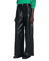 Sandro High Rise Leather Pants