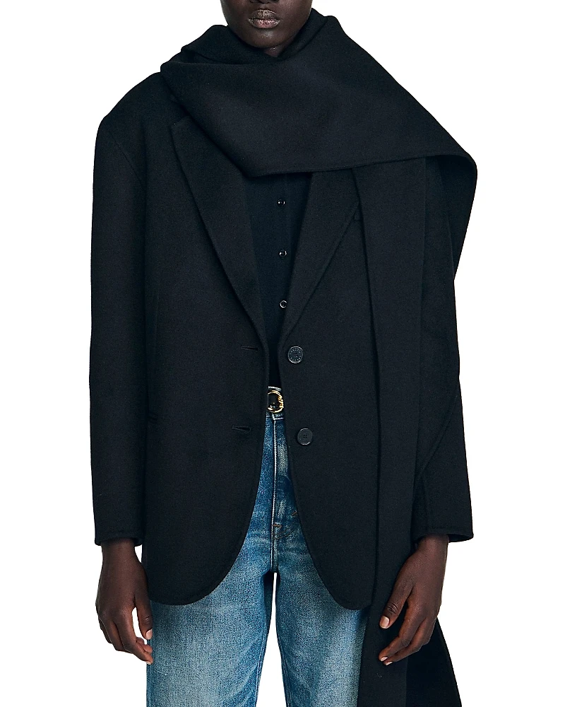 Sandro Wool Scarf Jacket