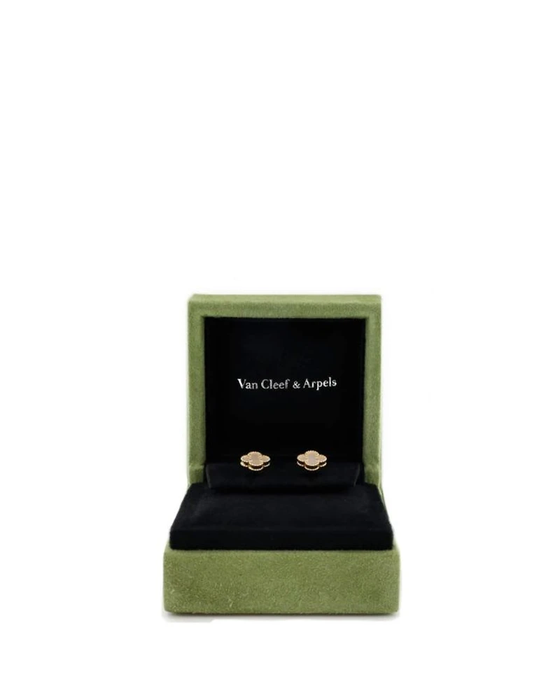Sweet Alhambra Stud Earrings 18K Gold and Mother of Pearl