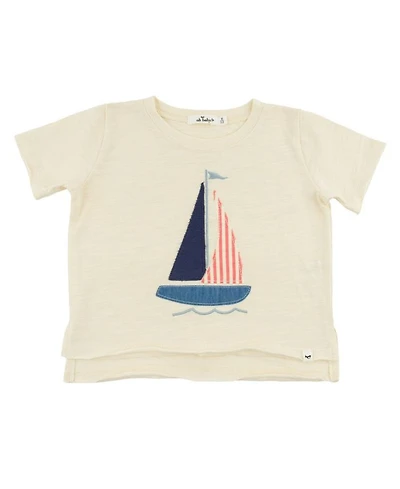 Boys' Sailboat Applique Raw Edge Slub Tee - Little Kid