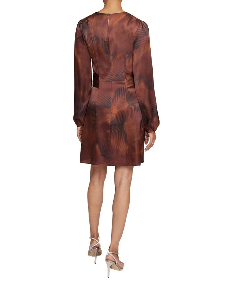 Darya Long Sleeve Dress Abstract Printed Silk