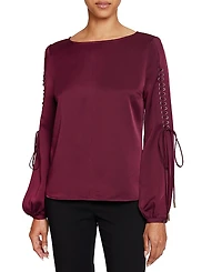 Santorelli Livi Long Sleeve Top with Grommet Detail
