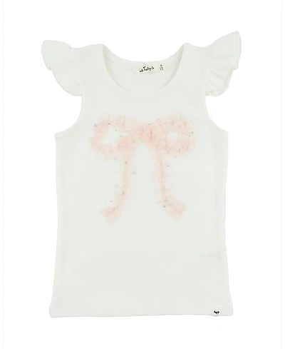 oh baby! Girls' Ruffle Bow Fleck Tulle Applique Flutter Tank