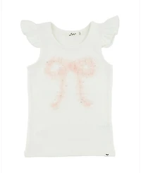 oh baby! Girls' Ruffle Bow Fleck Tulle Applique Flutter Tank