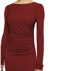 Abby Long Sleeve with Side Ruching Fluid Jersey Maxi Dress