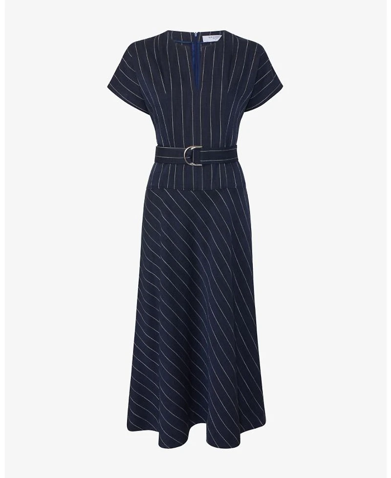 Cereah Women's Summer Pinstripe Belt Dress