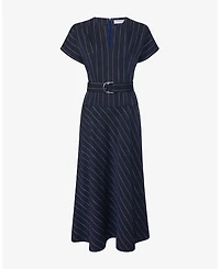 Cereah Women's Summer Pinstripe Belt Dress