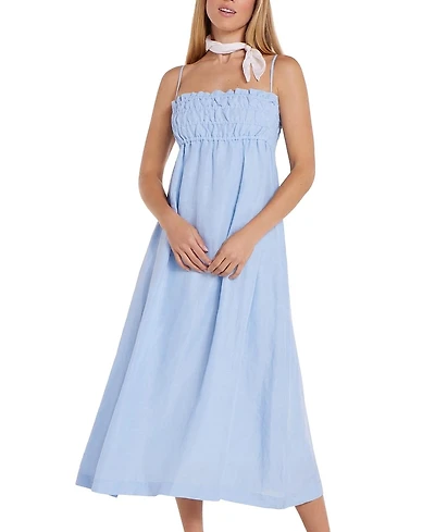 Hermoza Margot Smocked Spaghetti Strap Midi Dress