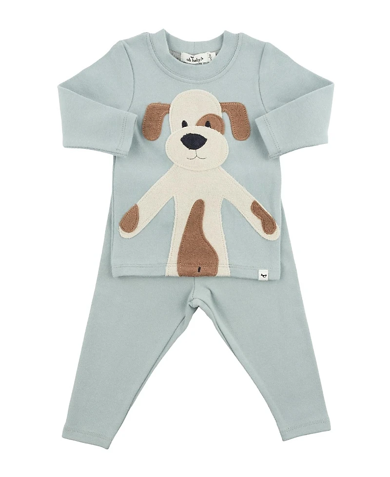 oh baby! Boys' Puppy Applique Two Piece Set - Baby