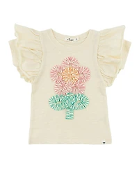 oh baby! Girls' Cabana Ruffle Daisy Applique Butterfly Tee - Baby