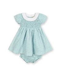 Girls' Short Sleeve with Ruffle Collar Linen Dress - Baby