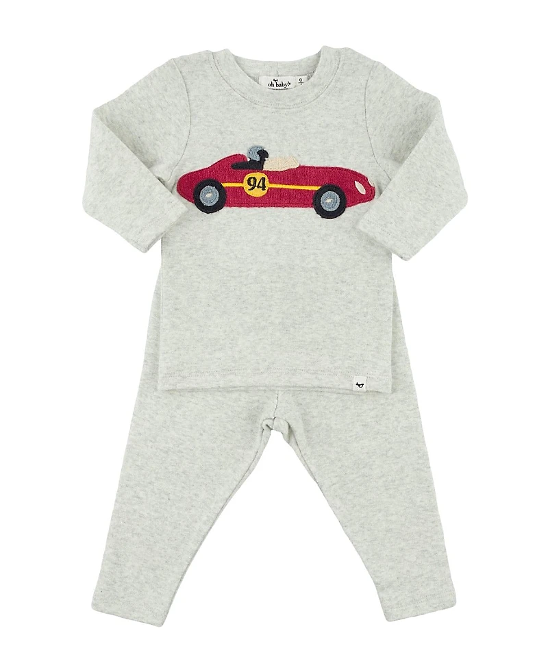 oh baby! Boys' Racecar Applique 2-Piece Set - Baby