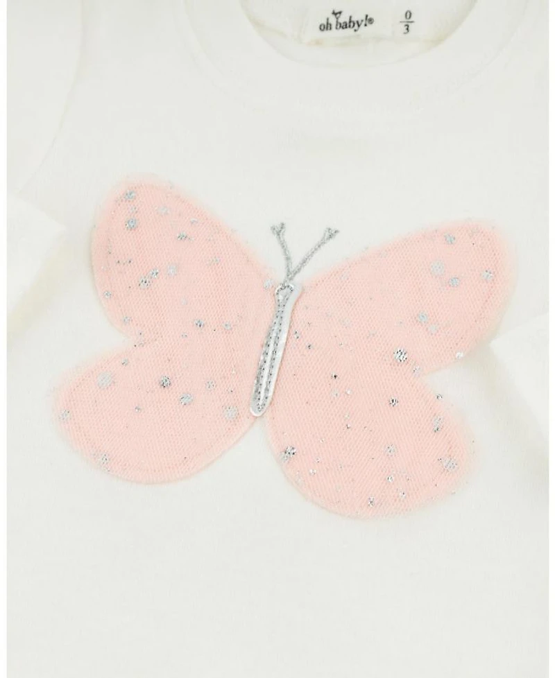 Girls' Butterfly Fleck Tulle Applique 2-Piece Set - Baby